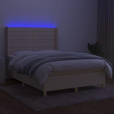 Boxspring met matras en LED stof crèmekleurig 140x200 cm