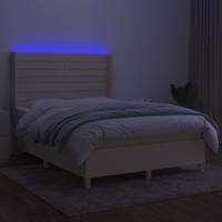 Boxspring met matras en LED stof crèmekleurig 140x200 cm - thumbnail