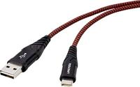 TOOLCRAFT TO-6872826 USB-kabel USB 2.0 USB-A stekker, USB-C stekker 1.00 m Zwart/rood Extreem robuust gevlochten bescherming, Stekker past op beide manieren - thumbnail