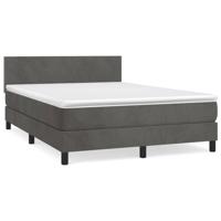 Boxspring met matras fluweel donkergrijs 140x200 cm - thumbnail