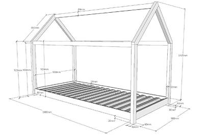 Vipack bed Cabane - wit - 90x200 cm - Leen Bakker