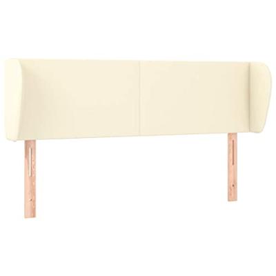 Hoofdbord met randen 147x23x78/88 cm kunstleer crèmekleurig