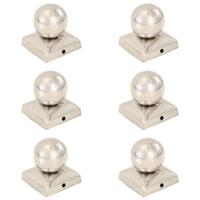 VidaXL Paalkappen 6 st bol 71x71 mm roestvrij staal - thumbnail