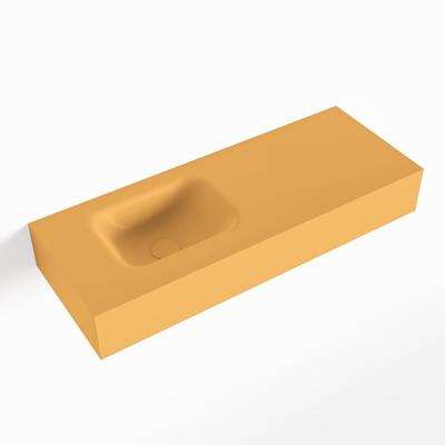 MONDIAZ LEX Ocher vrijhangende solid surface wastafel 80cm. Positie wasbak links MONDIAZ LEX Ocher vrijhangende solid surface wastafel 80cm. Positie wasbak links
