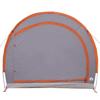 Fietstent met dak met opslag Grijs en Oranje 256 x 222 x 182 cm