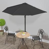 VidaXL Balkonparasol half met aluminium paal 300x155x223 cm zwart - thumbnail