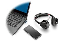Voyager Focus UC B825 - Headset - stereo - op oor - draadloos - Bluetooth - actieve geluidsdemping - thumbnail