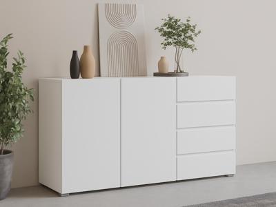 Dressoir ASYMI 2 deuren 4 lades wit Dressoir ASYMI 2 deuren 4 lades wit