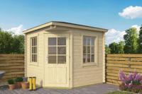 Tuindeco Jos Hoekblokhut 250x250 cm 28 mm vuren blank- Puntdak- Onbehandeld vurenhout- Tuindeco - thumbnail