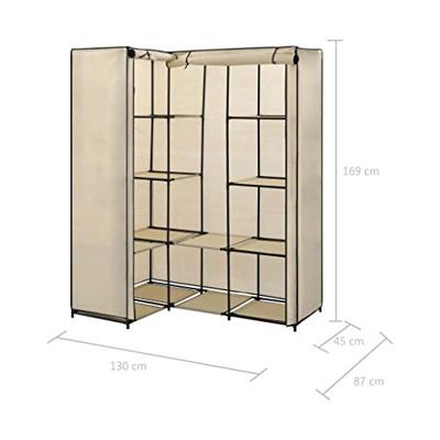 VidaXL Hoekkledingkast 130x87x169 cm crème