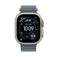 Apple Watch Ultra 3 GPS + Cellular 49 mm Premium hardloop- en multisport-smartwatch met robuuste kast van naturel titanium, ankerblauw Ocean‑bandje. Gezondheid en conditie uitgebreid bijhouden - thumbnail