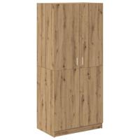Kledingkast 80x52x180 cm bewerkt hout artisanaal eikenkleurig - thumbnail