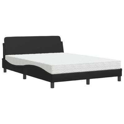 Bed met matras kunstleer zwart 140x190 cm