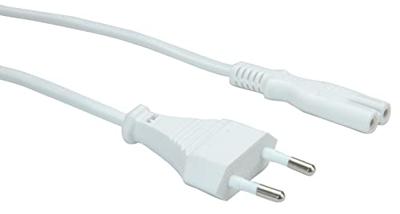 VALUE Euro stroomkabel met platte stekker naar C7, 2 polig, wit, 3 m VALUE Euro stroomkabel met platte stekker naar C7, 2 polig, wit, 3 m