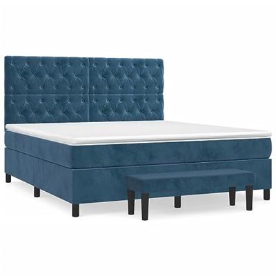 Boxspring met matras fluweel donkerblauw 160x200 cm