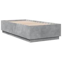 Bedframe met LED-verlichting bewerkt hout betongrijs 90x190 cm - thumbnail