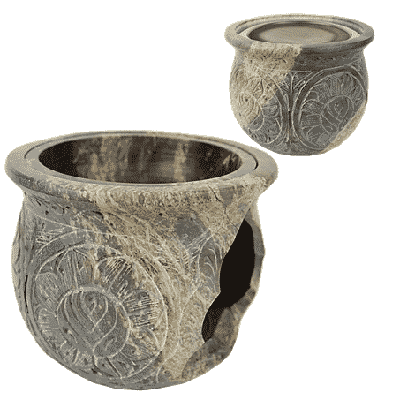 Wierookbrander en Olieverdamper Zeepsteen (14 cm)