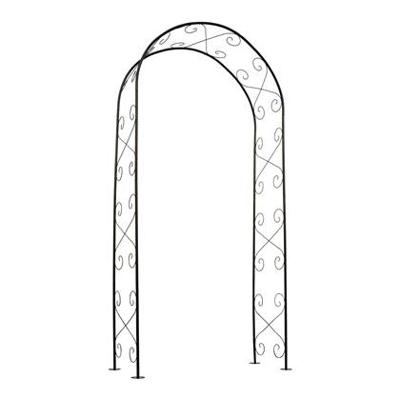 NATUUR Gegalvaniseerde stalen pergola, zwart epoxy gelakt, scroll decor - H230 x 100 x 37 cm