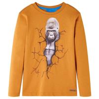 VidaXL Kindershirt met lange mouwen 104 donkerokerkleurig - thumbnail