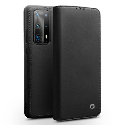 Qialino - echt lederen luxe wallet hoes - Huawei P40 - Zwart Qialino - echt lederen luxe wallet hoes - Huawei P40 - Zwart