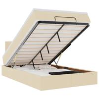 Ottoman bed met matras 120x200cm stof crèmekleurig - thumbnail