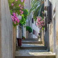 Alexsar Art Tuinschilderij dorp trede 50x50cm - thumbnail