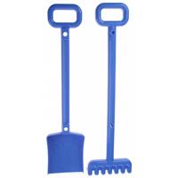 écoiffier schep en hark 52 cm blauw - thumbnail