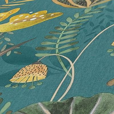 Livingwalls Famous Garden - Petrol - Planten - 393483