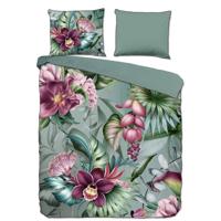 Descanso Dekbedovertrek "bloemen" - Multi - (240x200/220 cm) - Biologisch Katoen satijn - thumbnail