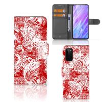 Telefoonhoesje met Naam Samsung Galaxy S20 Angel Skull Rood - thumbnail