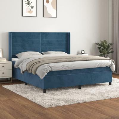 Boxspring met matras fluweel donkerblauw 160x200 cm
