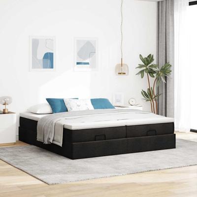 Ottoman bed met matrassen 160x200cm stof zwart