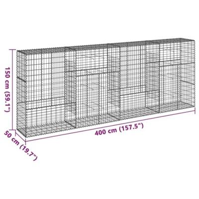 Schanskorf 400x50x150 cm gegalvaniseerd ijzer zilverkleurig