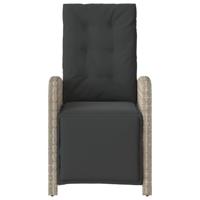 Tuinstoel verstelbaar met voetensteun poly rattan lichtgrijs - thumbnail