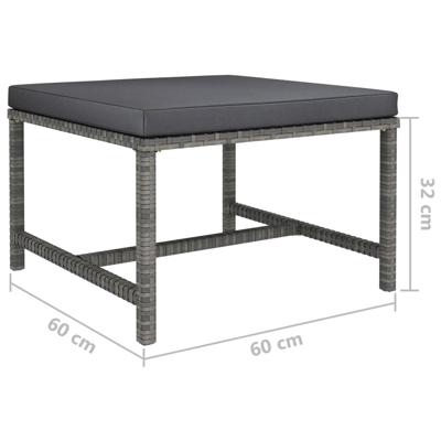 5-delige Loungeset met kussens poly rattan grijs - thumbnail