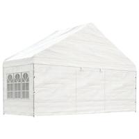 Prieel met dak 13,38x5,88x3,75 m polyetheen wit - thumbnail