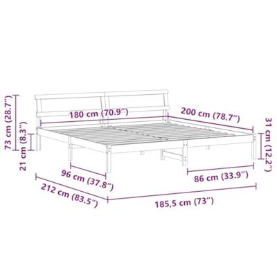 Bedframe Wasbruin 180 x 200 cm Massief grenenhout Bedframe Wasbruin 180 x 200 cm Massief grenenhout
