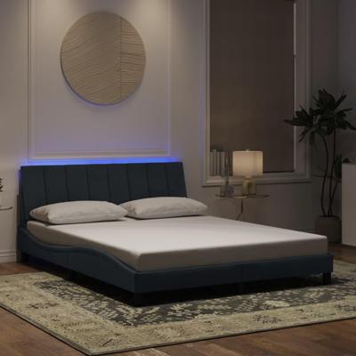 Bedframe met LED-verlichting fluweel donkergrijs 160x200 cm