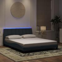 Bedframe met LED zonder matras "Hanko" fluweel donkergrijs 160x200 cm - thumbnail