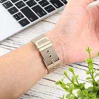 By Qubix - Milanese met gesp bandje - Vintage goud - Compatible met Apple Watch 44mm / 45mm / 46mm / 49mm - Compatible Apple watch bandjes - thumbnail