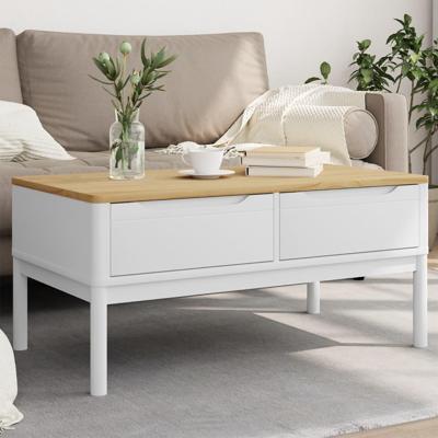 Salontafel FLORO 99x55,5x45 cm massief grenenhout wit