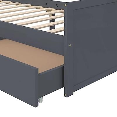 Bedframe met lades massief grenenhout donkergrijs 90x200 cm