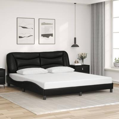 Bedframe met LED-verlichting kunstleer zwart 180x200 cm - thumbnail