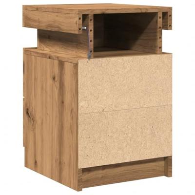 Nachtkastjes 2 st met LED 35x39x55 cm hout artisanaal eiken