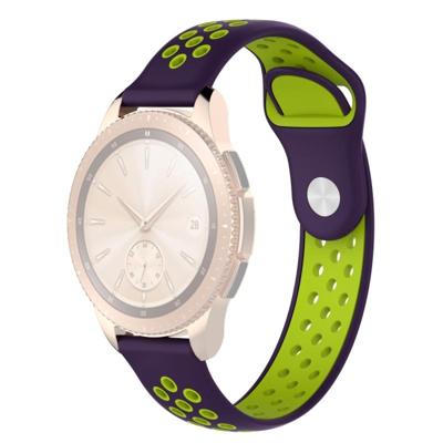 Double Color Wrist Strap Watch Band for Galaxy Watch 42mm (Purple + Green)