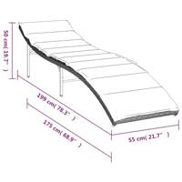Ligbedden 2 st met kussens poly rattan lichtgrijs - thumbnail
