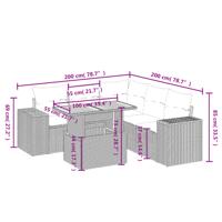 6-delige Loungeset met kussens poly rattan grijs - thumbnail