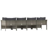 4-delige Loungeset met grijze kussens poly rattan - thumbnail