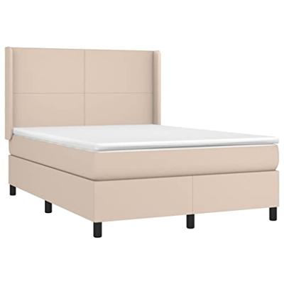 Boxspring met matras en LED kunstleer cappuccinokleur 140x190cm