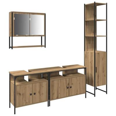 4-Delige Badkamer Meubelset in Artisan Eiken, Gelaagd Hout